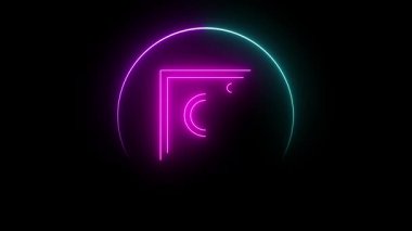 Parlayan neon kamera illüstrasyonu, dijital çağda fotoğraf, medya ve modern hikaye anlatımını sembolize eden parlak bir tasarım ile mavi ve pembe ışığı harmanlıyor..