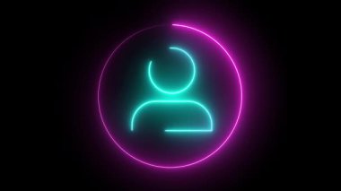 Bir kişi avatarının göz alıcı neon animasyonu, kullanıcı hesapları, profilleri veya üye bölümlerini göstermek için mükemmel.