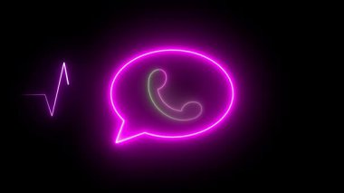 Gelen çağrı ikonunun parlak mor renkli ve modern animasyonu. Teknoloji tanıtımlarında, hareket grafiklerinde veya kullanıcı deneyimi tanıtımlarında kullan.