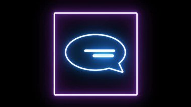 Parlak neon çizgilerle özetlenmiş, koyu siyah bir arkaplanda ışıkla titreşen bir metin kutusunun şaşaalı animasyonu. Dijital veya UI temalı görseller için mükemmel.