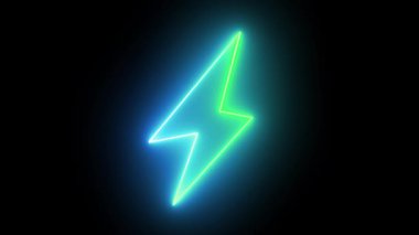 Animasyon sembolü, modern, yüksek teknolojili bir görünüm için parlak, dinamik şarj göstergesine sahip parlak bir neon batarya içeriyor..