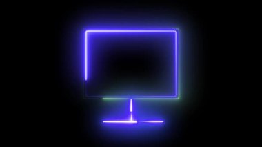 Mavi neon tarzı bir monitör simgesinin ışıltılı animasyonu. Teknoloji tanıtımları, dijital gösterge panelleri veya gelecekteki UI kavramları için mükemmel..