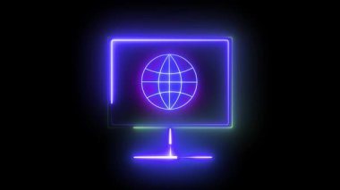 Yüksek teknolojili animasyon arayüzü animasyon bağlantıları ve bilgisayardaki dijital bir küre aracılığıyla küresel iletişimi gösteriyor. Şirket teknolojisi, VPN veya çevrimiçi platformlar için mükemmel..