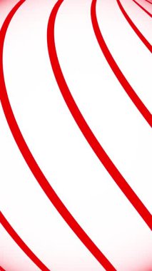 Soyut beyaz ve kırmızı bir kürenin canlandırması zarif bir şekilde dönüyor, dinamik video tanıtımları, teknolojik görseller ve parlak, canlı bir efektle modern dijital içerik için ideal..