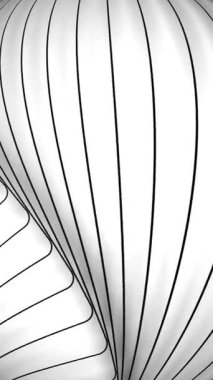 Temiz beyaz bir tuval üzerinde hareket eden siyah grafik elementlerin yer aldığı minimalist soyut dikey animasyon, modern tasarım döngüleri, uygulama tanıtımları ve görsel hikaye anlatımları için ideal.