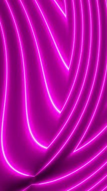 Parlak pembe neon spiral çizgiler, akışkan parlaklığında soyut bir arkaplan oluşturur, dijital video döngüleri, şık sunumlar veya medya örtüleri için harikadır.