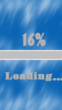 Temiz mavi arkaplanda düzgün ilerleme yüzdesine sahip animasyon yükleme çubuğu, kullanıcı arayüzü demoları, uygulama yükleme görselleri ve teknoloji temalı hareket grafikleri için mükemmel.