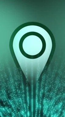 Parlak neon konum simgesi canlandırması, dijital izleyici arayüzünde titreşimli harita iğne işaretleyicisi, navigasyon temaları, GPS görselleştirmeleri ve geleceksel hareket grafikleri için mükemmel.