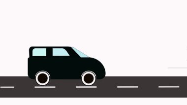 Animasyon ulaşım caddesi trafiği. Beyaz arkaplan üzerinde araba sürme animasyonu.