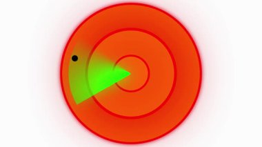 Hareketli tarama ışınıyla renkli radar animasyonu.