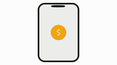 Çevrimiçi ödeme düz daire Simge para dolar para para akıllı telefon stok illüstrasyon video.