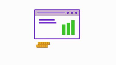 2D animasyon, iş başarılarını gözler önüne seriyor ve kilometre taşlarını hedef alıyor. Whit arkaplan animasyonunda altın dolar sembolü.