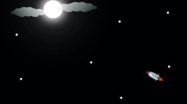 Uzay roketi milyonlarca parıldayan yıldızla çevrili uzayın siyah boşluğunda zarifçe süzülür. Bu animasyon, hem heyecan hem de sükunetle dolu uzay keşiflerinin mucizesini yakalar..