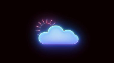Güneşli ve bulutlu koşullar içeren basit ve şirin hava çizgisi animasyonu. Siyah arkaplan üzerinde modern web ve uygulama tasarımı için ideal.