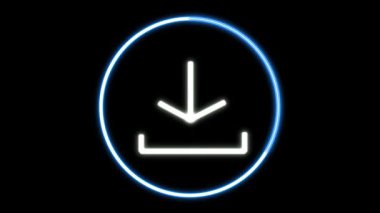 Parlak yeşil neon ok aşağıya doğru düz, hareketli bir şekilde işaret ediyor. Gösterişli bir siyah arkaplan karşısında indirme ve veri transferini sembolize ediyor. Teknoloji ve dijital içerik için mükemmel.