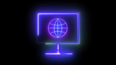 Yüksek teknolojili animasyon arayüzü animasyon bağlantıları ve bilgisayardaki dijital bir küre aracılığıyla küresel iletişimi gösteriyor. Şirket teknolojisi, VPN veya çevrimiçi platformlar için mükemmel..