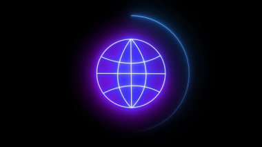 Parlayan bir küresel ağ sembolünün yer aldığı yüksek teknoloji animasyonu. Siber güvenlik, dijital iletişim ya da bilim kurgu arayüzleri için mükemmel..