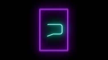 İçinde stilize bir mesaj kutusu bulunan koyu arkaplanı olan parlak neon sohbet balonu simgesi. Tasarım modern ve canlı, dijital iletişimi vurguluyor..