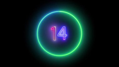 Çoklu renk çemberi, enerji ve stil ile titreşen pürüzsüz gradyan ışık saçan temiz bir sayı olan 14 'ü sarar..
