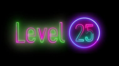 Yuvarlak hatlı parlak neon 25 tasarımı. Dijital arayüzler, oyun yapay zekası ve görsel hikaye anlatımı için kalın ışık sanatı.
