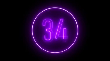 34 numaralı parlak neon yuvarlak çerçeve. Tabela grafikleri, modern görseller ve tasarım deneyleri için parlak sanat konsepti.