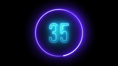 Dairesel hatları olan 35 numaralı elektrikli neon. Sanatsal projeler, dijital medya ve yüksek etkili tasarım kavramları için göz alıcı görsel.