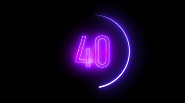 Modern dijital tasarım ve yaratıcı medya sunumları için 40 numaralı çarpıcı ışık tabanlı sanat eseri etrafında dairesel neon çerçeve.
