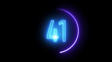 Dairesel bir hatla parlayan neon 40 numara. Fütürist dijital sanat ve yaratıcı görseller için yüksek etkili ışık tasarımı.