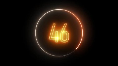 Bir dairenin içinde parlayan turuncu neon 46 numara. Fütürist temalar, dijital işaretler ve yaratıcı markalar için modern görsel tasarım.