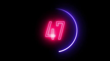 Neon bir yüzükte 47 numarayı aydınlattı. Teknolojik görseller ve sanatsal dijital içerik için çarpıcı ışık tabanlı illüstrasyon.