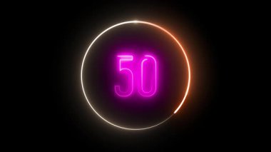 Sanal ortamlar, tabelalar ve dijital grafikler için daire şeklinde göz alıcı sayı tasarımlı neon parıltısı 50.