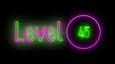 Fütürist neon levhası dairesel bir ışıltıyla 45. seviyede. Dijital içerik ve modern görsel deneyimler için dinamik resimleme.