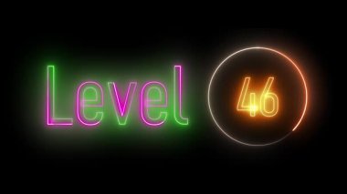 Dairesel ışığa sarılı 46. seviyede parlayan neon ışığı. Dijital gösterimler ve oyun için canlı tasarım ilham verici sanatsal çalışmalar.