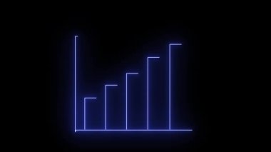 Parlak neon mavi çubuklar ve yukarı doğru yeşil ok. Analitik, kâr raporları ve dijital büyüme hikayeleri için dinamik görsel konsept.