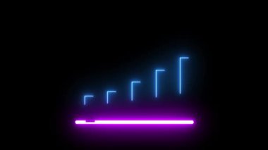 Yükselen oklu neon mavi büyüme grafiği. Dijital gösterge panelleri ve görseller için gelecekteki finansal grafikler.