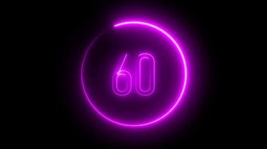 Daire şeklinde aydınlatılmış neon 60. Teknolojiden esinlenilmiş grafikler, markalaşma ve dijital kimlik için minimal ama çarpıcı bir görüntü.