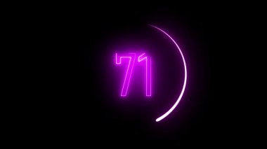 Radyasyon dairesel hatlı neon 71 numara. Geri sayımlar, seviye göstergeleri ve modern teknolojik arayüzler için parlak görüntü.