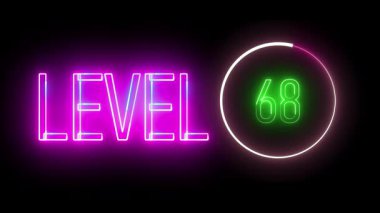88. seviye elektirikli neon ışığı ve yuvarlak çerçeve. Modern teknoloji tasarımı ve yaratıcı animasyon için göz alıcı görsel kavram.