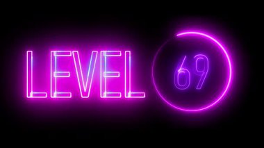 Dairesel neon aksanlı, parlak metin seviyesi 69. Dijital ilerleme göstergeleri ve görsel efektler için cesur görünüm.