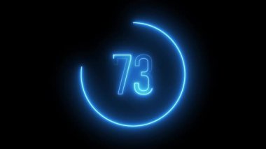 Mavi neon sayılı geri sayım animasyonu. Modern tanıtımlar, zamanlayıcılar ve dijital efektler için parlayan sayısal dizi.