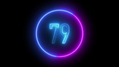 Neon 79 dairesel ışıltıyla. Geri sayımlar, seviye ekranları veya gelecekteki göstergeler için parlayan bir halka içindeki parlak canlandırma sayısı.