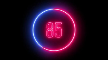 85 numara neon daire şeklinde parlıyor. Canlı ışık efekti modern UI, bilim kurgu arayüzleri veya animasyon dizileri için mükemmeldir..