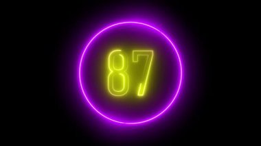 Dairesel hatları olan stilize neon 87. Dijital paneller ve yaratıcı projeler için yüksek kontrastlı parlak tasarım.