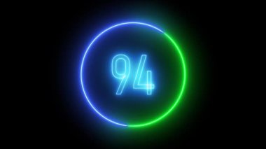 94 numaralı parlak neon animasyon. Fütürist görseller ve oyun tanıtımları için koyu renk arkaplan üzerinde renkli halka efekti ve hareket.