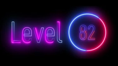 Renkli mavi ve menekşe dairesi ile parlayan '82. seviye', yüksek teknoloji oyun arayüzleri, dijital tasarım elemanları ve parlak hareketli grafik projeleri için mükemmel.