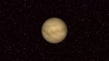 Uzayda atmosferik katmanları ve karanlık arkaplanı olan Venüs. Öğrenme, görsel veya kozmik projeler için çevrilebilir video.
