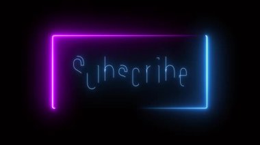 Koyu arkaplanda parlak pembe ve mavi neon abonelik sembolü. Çevrimiçi platformlar, videolar ve içerik oluşturucular için canlı animasyon.