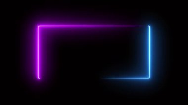 Siyah arka planda ışıldayan neon yeni animasyon. Makara, öykü ve içerik bildirimleri için canlı görsel uyarı.
