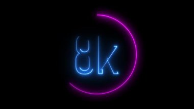 Canlı menekşe yüzüklü dinamik hareket grafiği animasyon '8k' alfabe logosunu vurguluyor, sosyal medya başarıları ve yüksek enerjili video açıcılar için ideal.