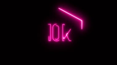 Merkezinde parlak neon renkli '10k' metin animasyonuyla parlayan pembe altıgen dijital başarılar, modern logo açıklamaları ve yaratıcı hareket grafikleri için tasarlandı.